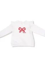 Angel Dear Candy Canes Ruffle Shoulder French Terry Sweatshirt