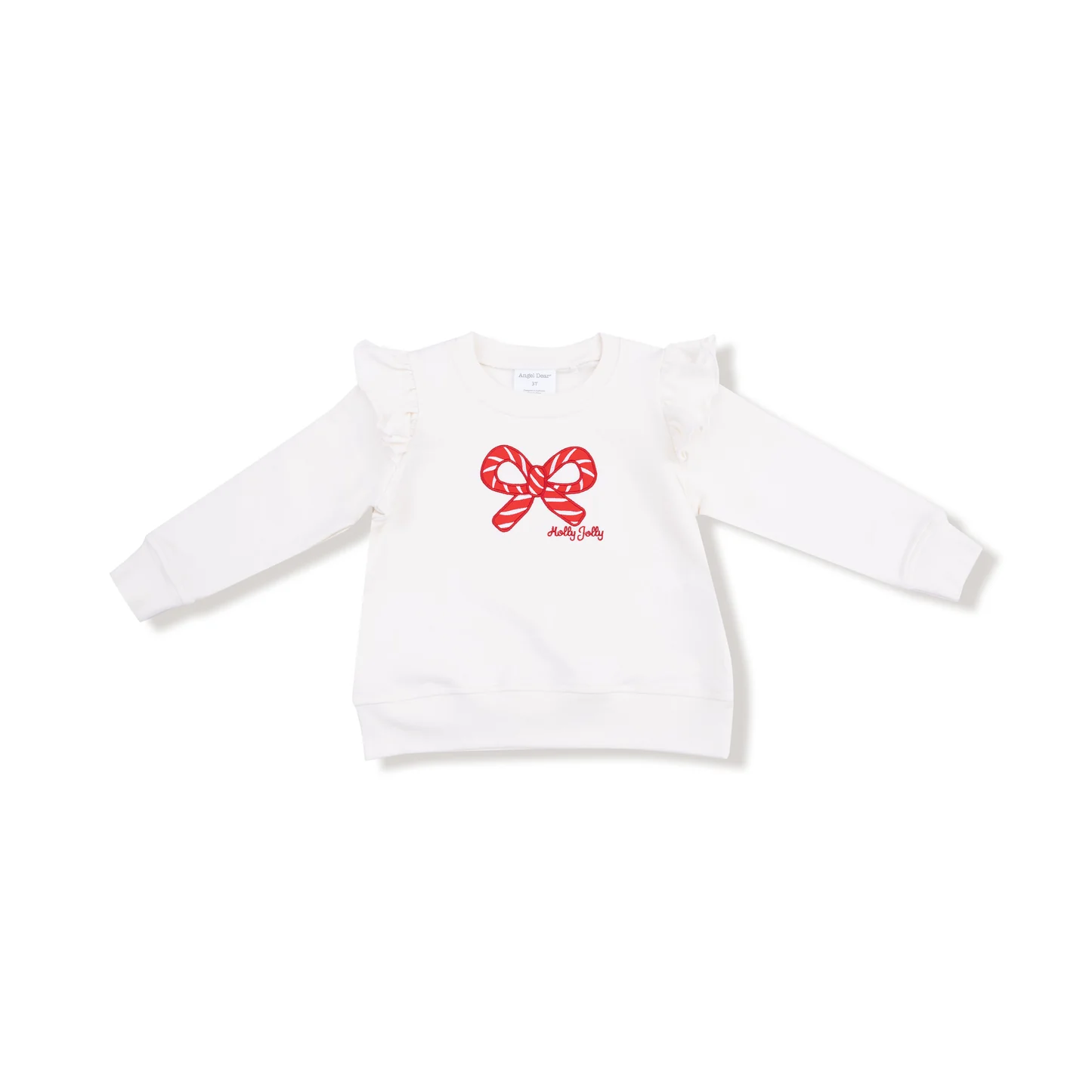 Angel Dear Candy Canes Ruffle Shoulder French Terry Sweatshirt