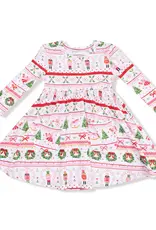 Angel Dear Sugar Plum Fairy Nutcracker Fair Isle Pink Twirly L/S Dress