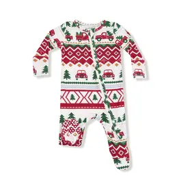 Angel Dear Red Truck Fair Isle - 2 Way Zipper Footie