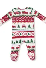 Angel Dear Red Truck Fair Isle - 2 Way Zipper Footie