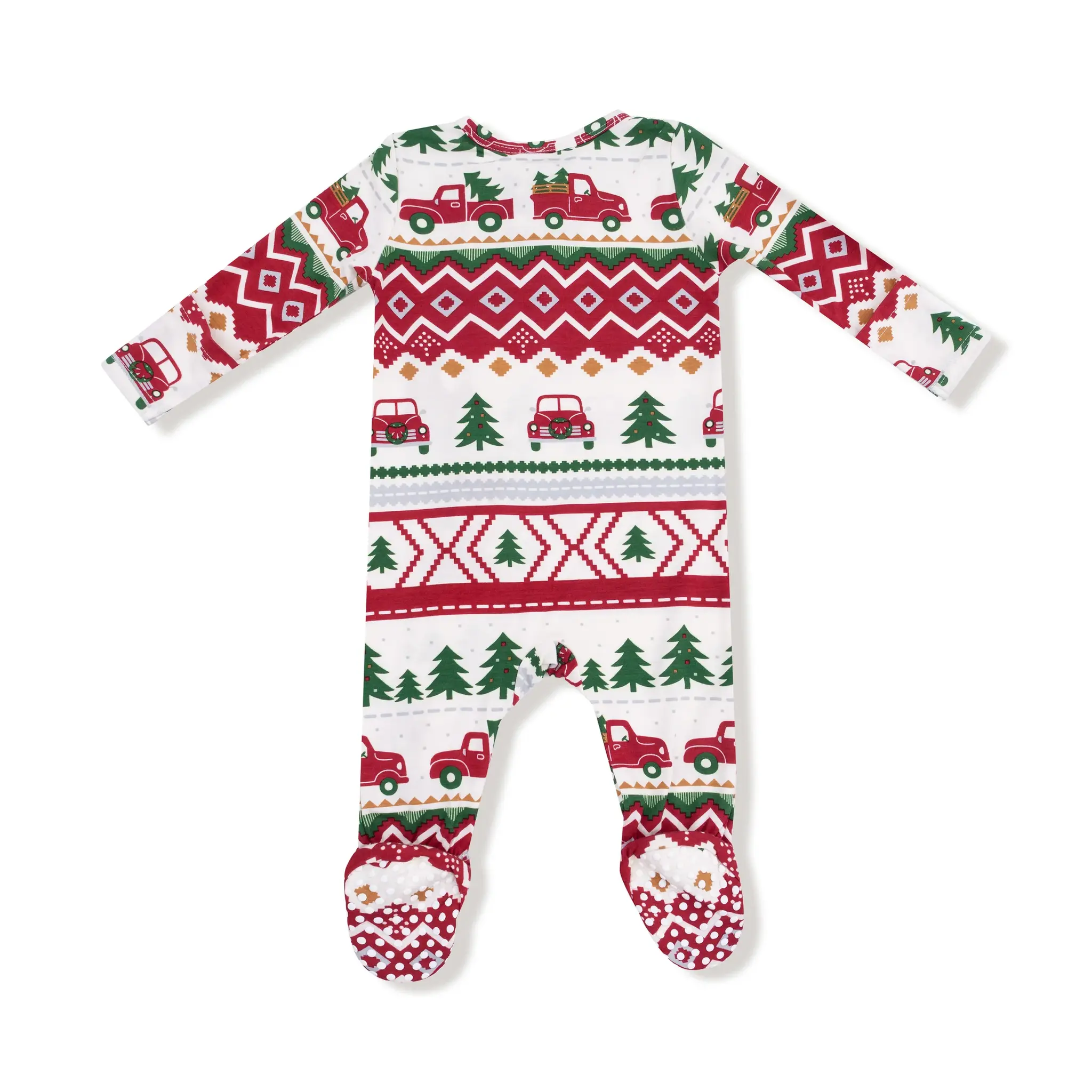 Angel Dear Red Truck Fair Isle - 2 Way Zipper Footie