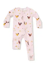 Angel Dear Collector Chickens - Pink - 2 Way Ruffle Zipper Footie