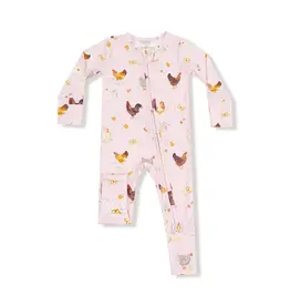 Angel Dear Collector Chickens - Pink - 2 Way Ruffle Zipper Footie