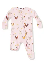 Angel Dear Collector Chickens - Pink - 2 Way Ruffle Zipper Footie