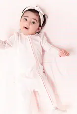 Angel Dear Basics Multi Stripe Pink  - 2 Way Zipper Ruffle Back Footie