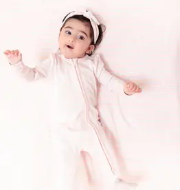 Angel Dear Basics Multi Stripe Pink  - 2 Way Zipper Ruffle Back Footie