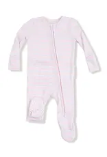 Angel Dear Basics Multi Stripe Pink  - 2 Way Zipper Ruffle Back Footie