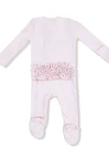 Angel Dear Basics Multi Stripe Pink  - 2 Way Zipper Ruffle Back Footie
