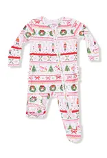 Angel Dear Sugar Plum Fairy Nutcracker Fair Isle Pink 2 Way Zipper Ruffle Back Footie