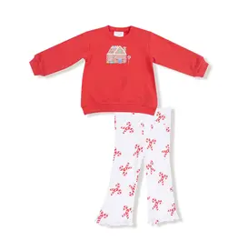 Angel Dear Candy Canes Puffy L/S Oversized Sweatshirt & Flared Pant