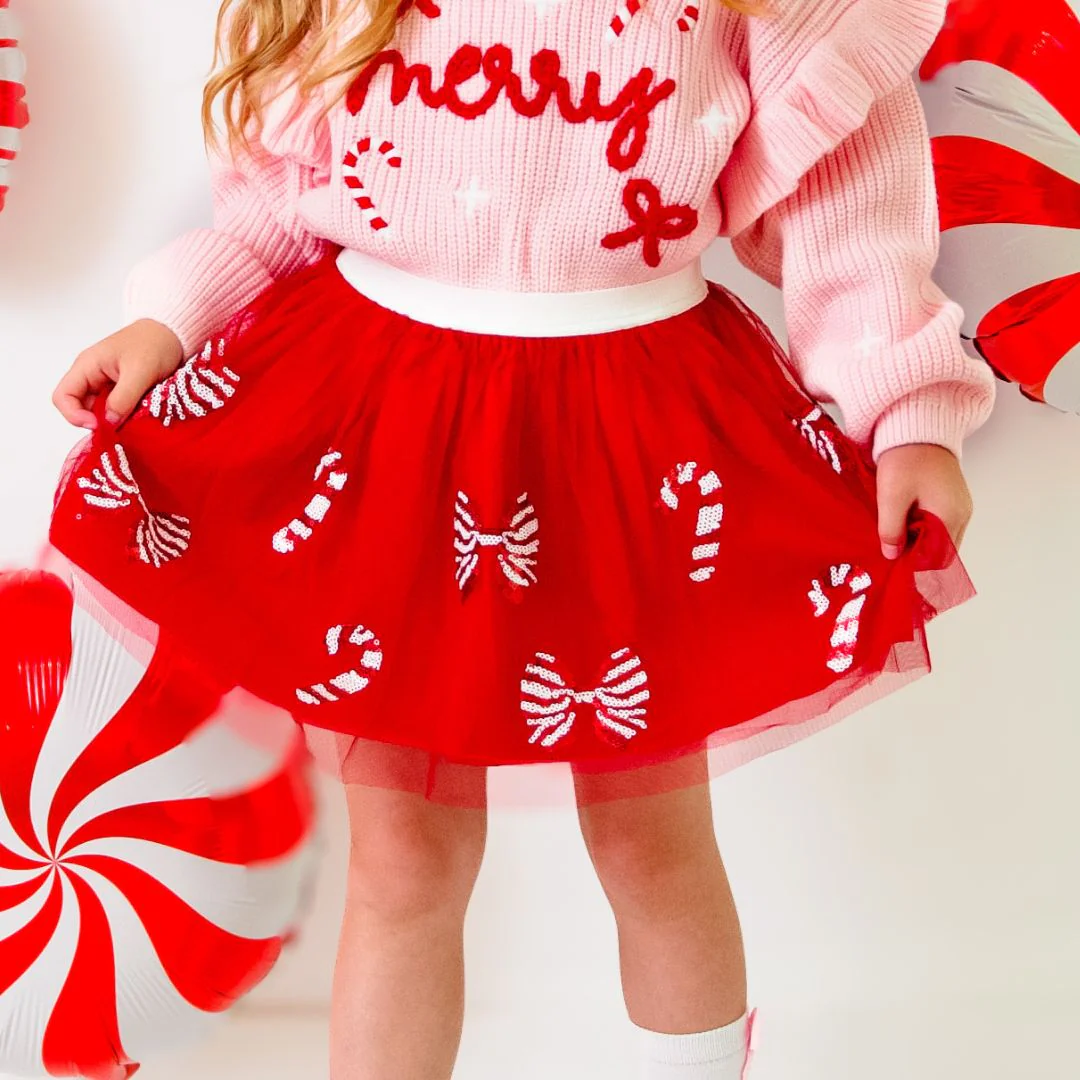 Sweet Wink Candy Cane Coquette Sequin Christmas Tutu