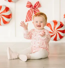 Sweet Wink Candy Cane Lane Christmas Long Sleeve Romper Ballet