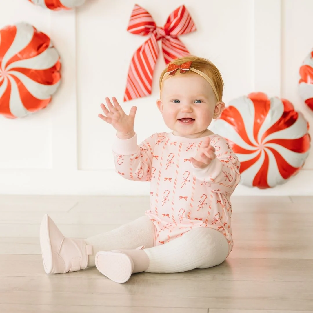 Sweet Wink Candy Cane Lane Christmas Long Sleeve Romper Ballet