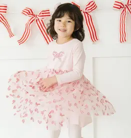 Sweet Wink Candy Cane Confetti Christmas Long Sleeve Tutu Dress
