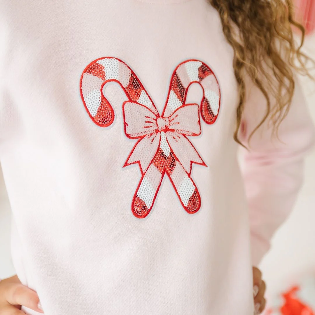 Sweet Wink Candy Cane Patch Christmas Sweatshirt Ballet
