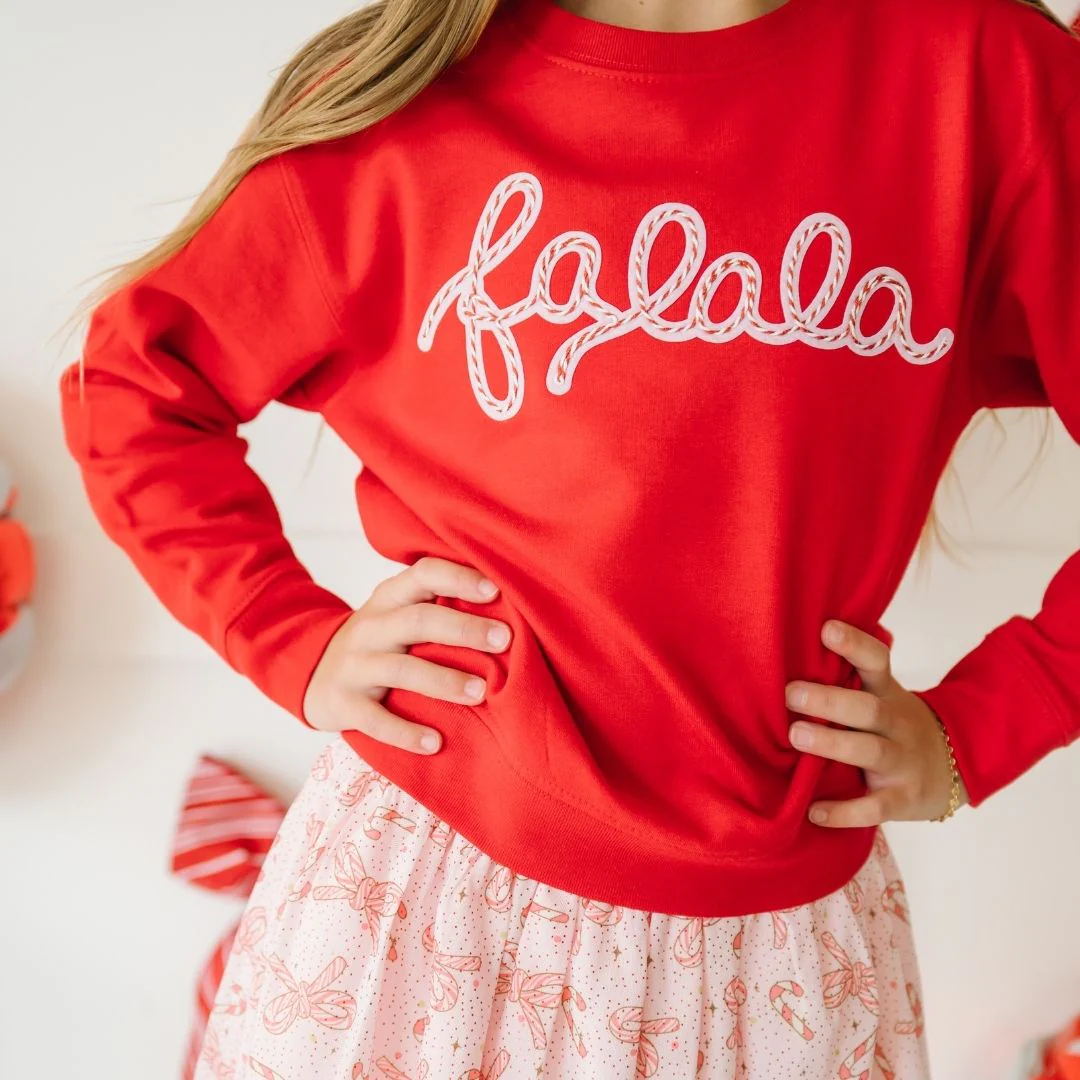 Sweet Wink Falala Patch Christmas Sweatshirt Red