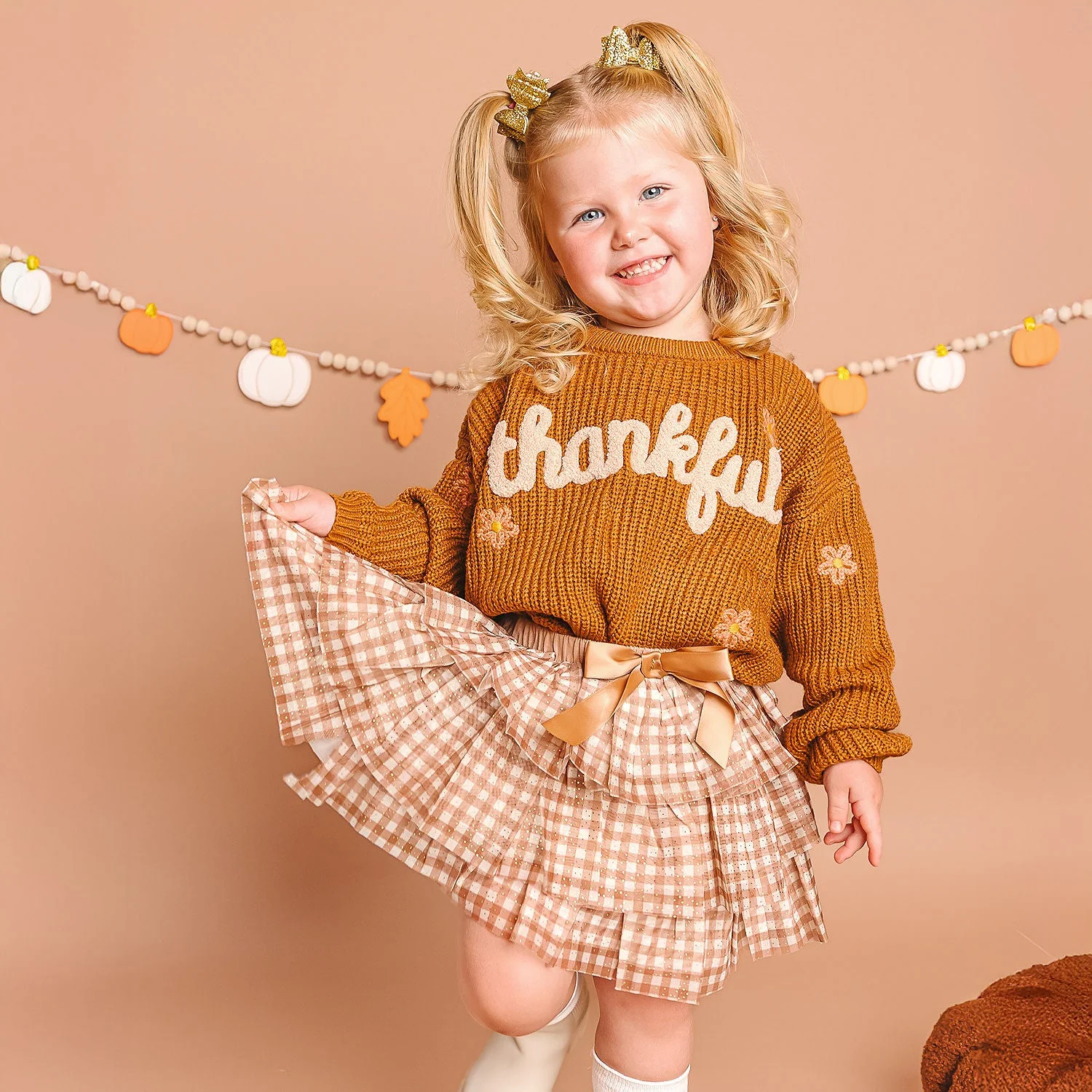 Sweet Wink Thankful Thanksgiving Knit Sweater