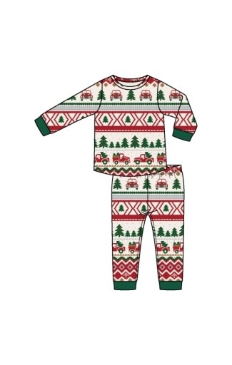 Angel Dear Red Truck Fair Isle - L/S Loungewear Set