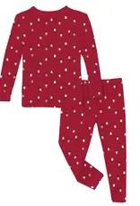 Kickee Pants Print Long Sleeve Pajama Set - Crimson Holiday Lights