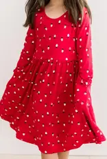 Kickee Pants Print Long Sleeve Twirl Dress with Pockets - Crimson Holiday Lights