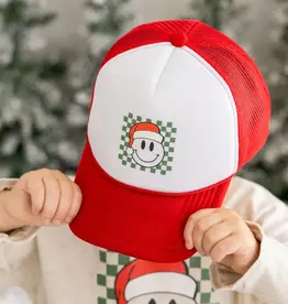 Sweet Wink Santa Smiley Christmas Trucker Hat Red/White