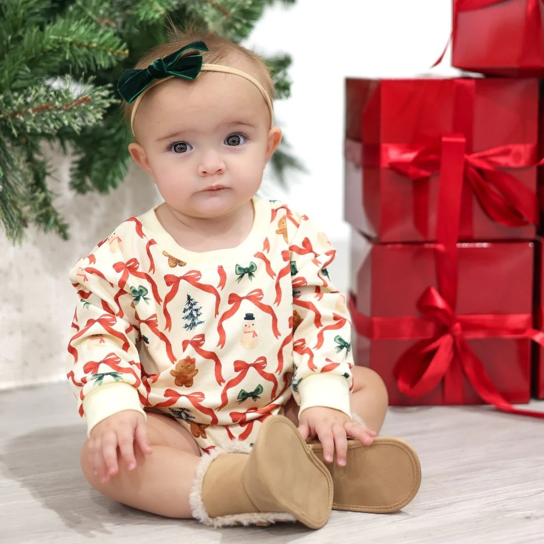 Sweet Wink Christmas Cutie Long Sleeve Romper Natural