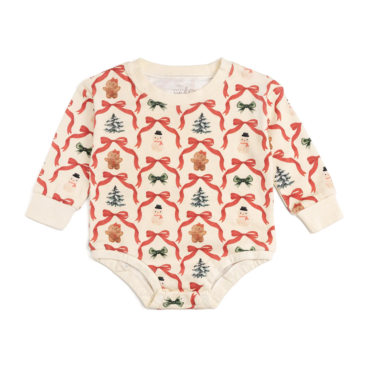 Sweet Wink Christmas Cutie Long Sleeve Romper Natural