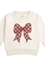Sweet Wink Christmas Plaid Bow Patch Sweatshirt Natural