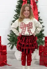 Sweet Wink Christmas Plaid Bow Patch Sweatshirt Natural