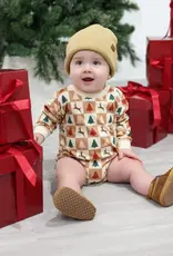 Sweet Wink Cabin Christmas Long Sleeve Romper Natural