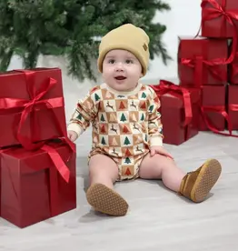 Sweet Wink Cabin Christmas Long Sleeve Romper Natural