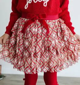 Sweet Wink Christmas Plaid Bow Tiered Tutu