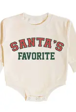 Sweet Wink Santa's Favorite Christmas Long Sleeve Romper Natural