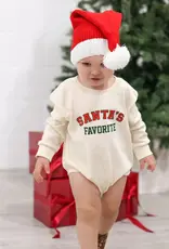 Sweet Wink Santa's Favorite Christmas Long Sleeve Romper Natural