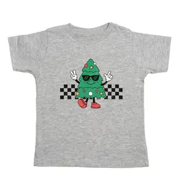 Sweet Wink Christmas Tree Dude Short Sleeve T-Shirt Gray