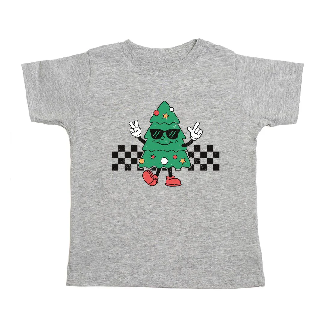 Sweet Wink Christmas Tree Dude Short Sleeve T-Shirt Gray
