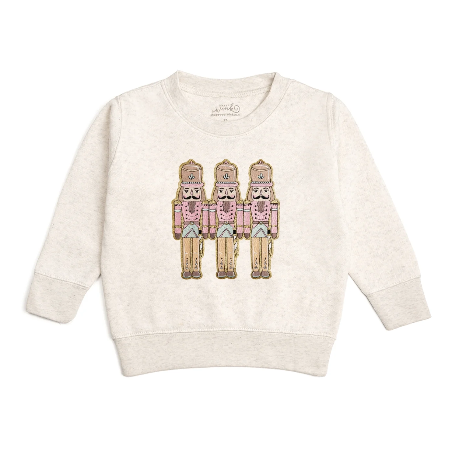 Sweet Wink Pastel Nutcracker Patch Christmas Sweatshirt Natural