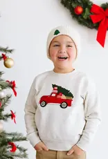 Sweet Wink Christmas Truck Patch Sweatshirt Natural