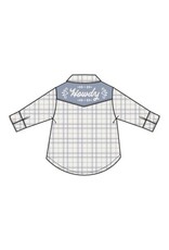 Angel Dear Blue Plaid Howdy Embroidery L/S Western Pearl Snap Shirt