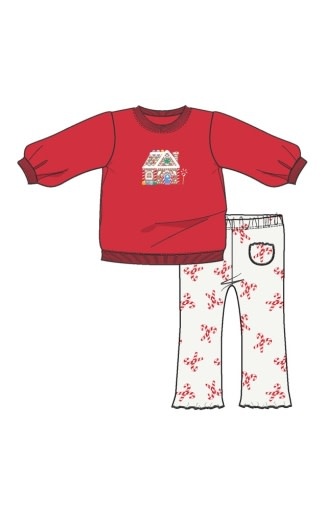 Angel Dear Candy Canes Puffy L/S Oversized Sweatshirt & Flared Pant