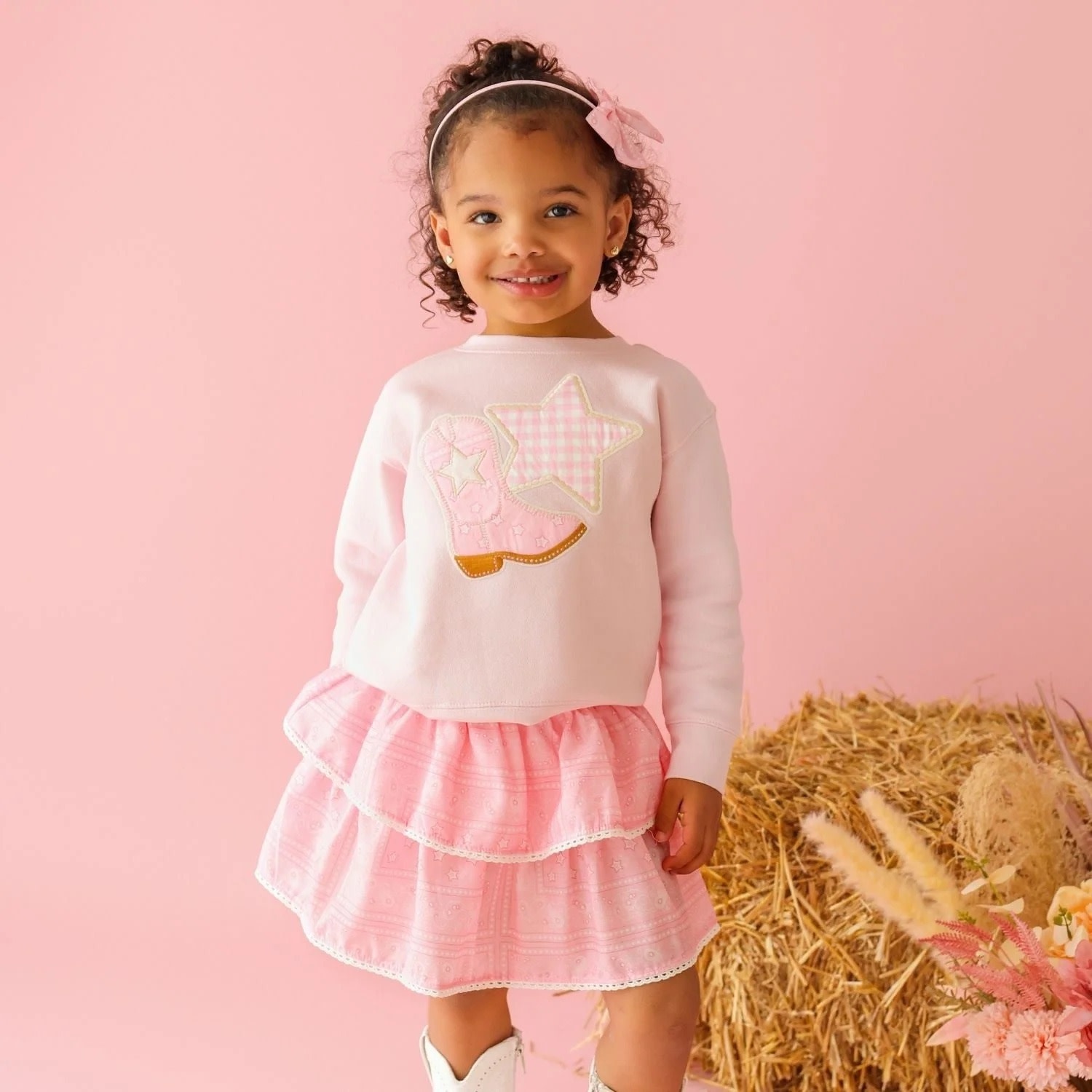 Sweet Wink Bandana Cowgirl Patch Western Sweatshirt
