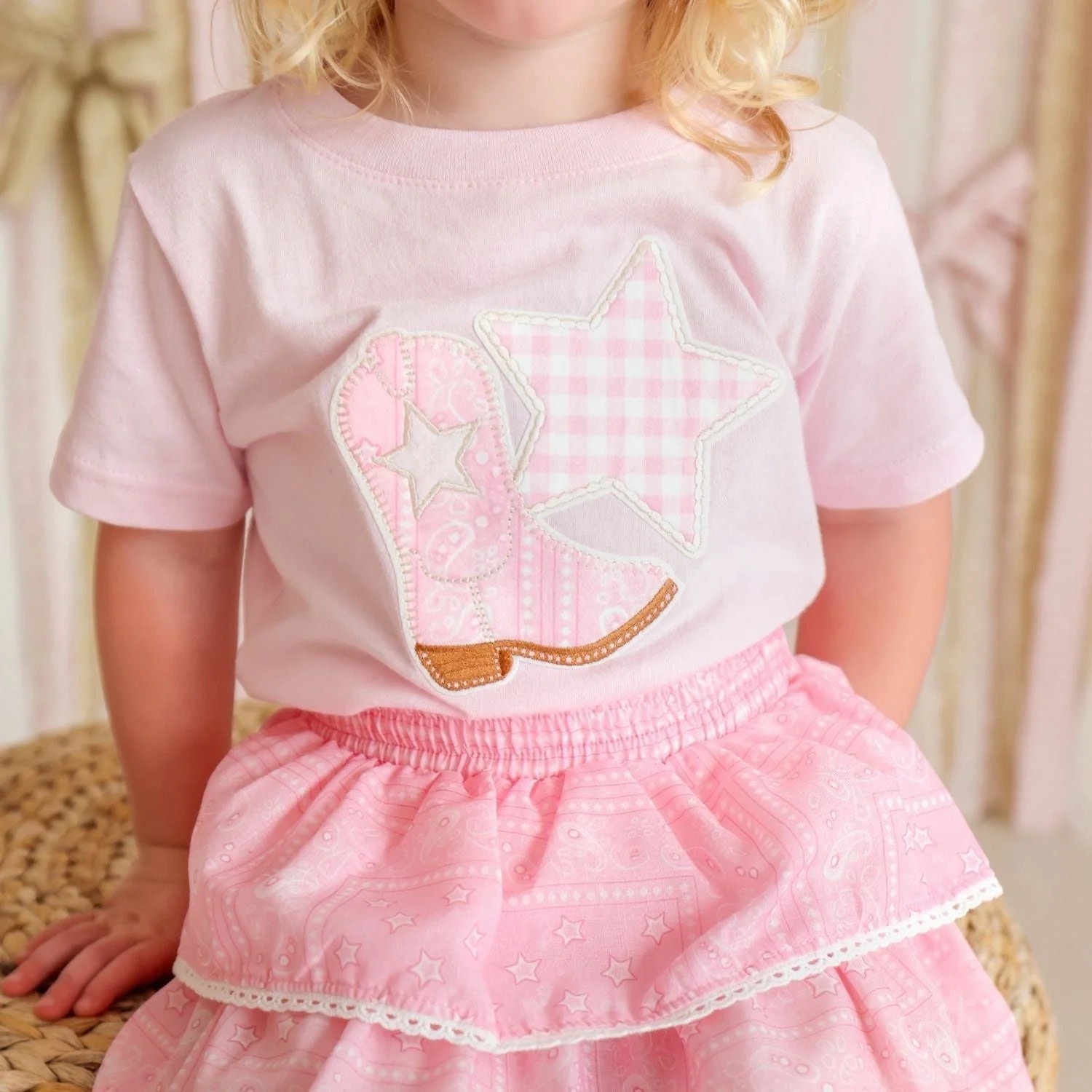 Sweet Wink Bandana Cowgirl Patch Western Short Sleeve T-Shirt