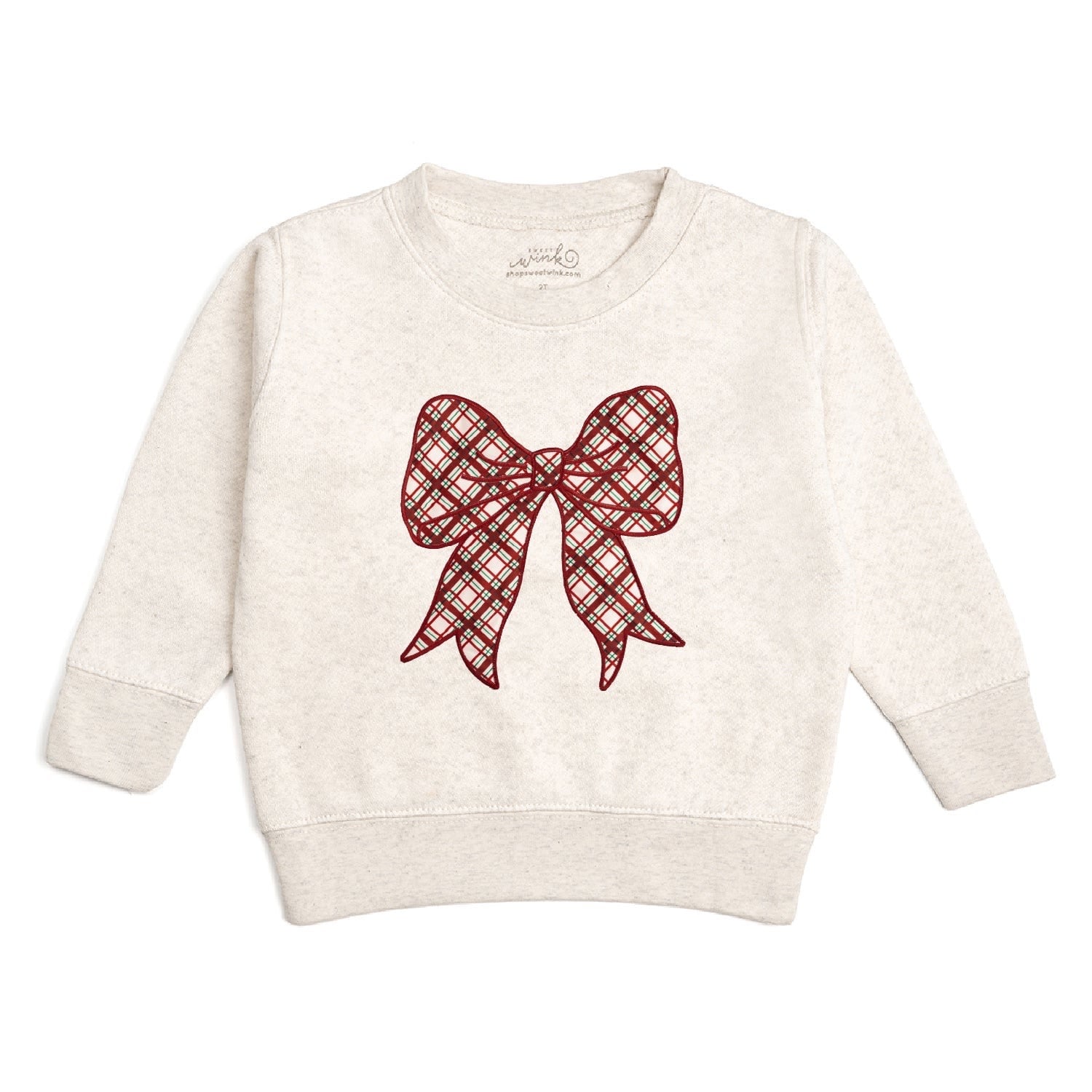 Sweet Wink Christmas Plaid Bow Patch Sweatshirt