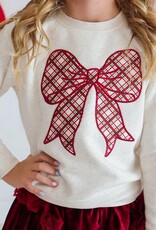 Sweet Wink Christmas Plaid Bow Patch Sweatshirt