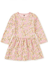 Tea Collection Long Sleeve Skirted Dress Tea Rose Butterfly