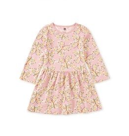 Tea Collection Long Sleeve Skirted Dress Tea Rose Butterfly