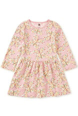 Tea Collection Long Sleeve Skirted Dress Tea Rose Butterfly