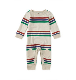 Tea Collection Stripe Knee Patch Baby Romper Mica
