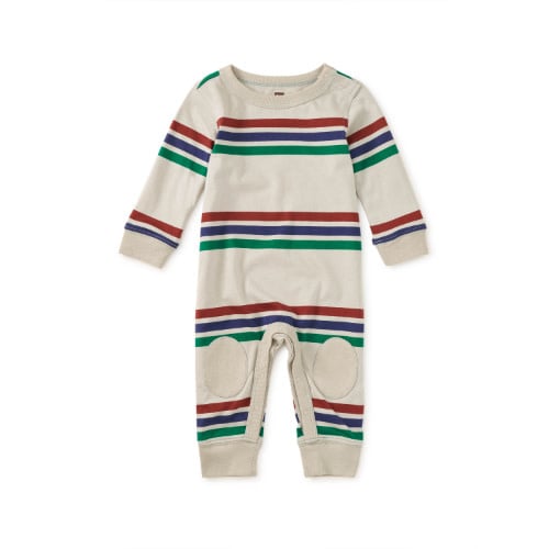 Tea Collection Stripe Knee Patch Baby Romper Mica
